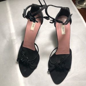 Prada Satin and Suede Sandals.